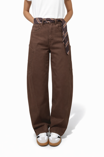 Jeans baggy barrel marrone