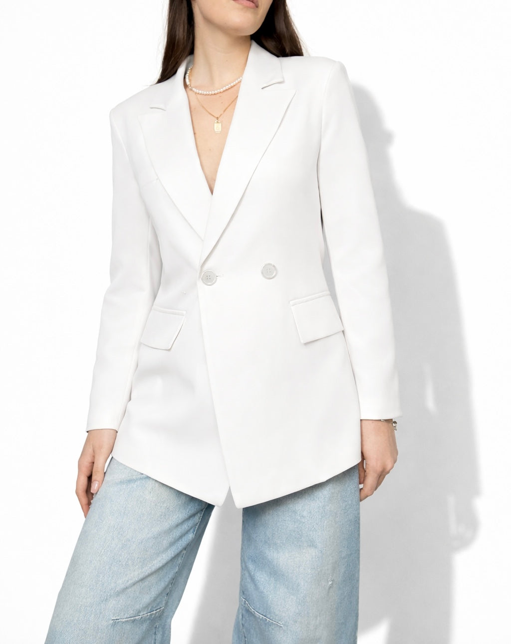 Blazer doppio petto con spalline