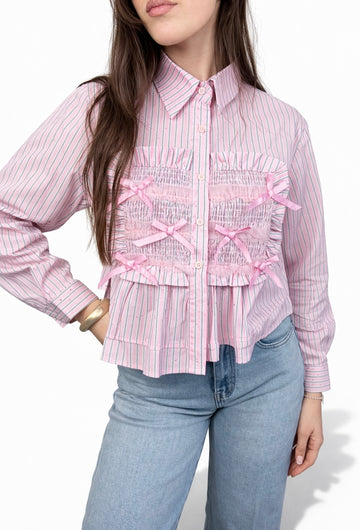Camicia micro strass a righe