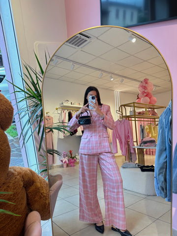 Coordinato a quadri rosa