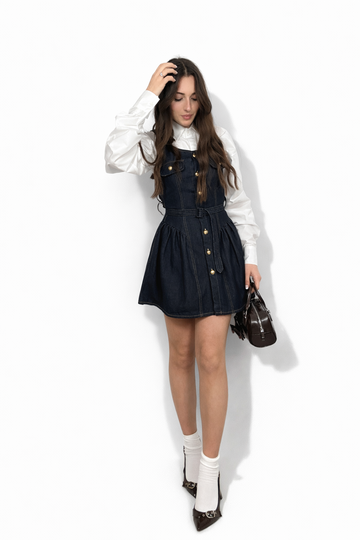 Abito jeans corto a palloncino
