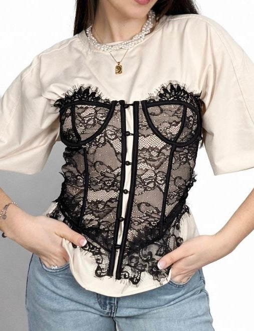 Top bustino pizzo