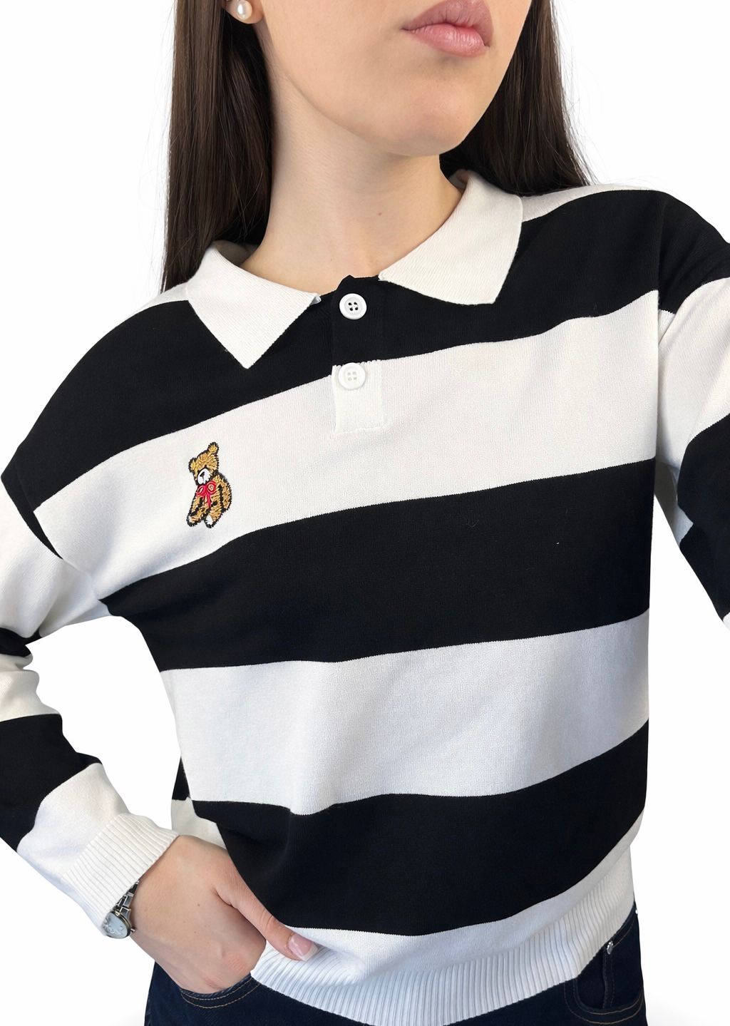 Polo maniche lunghe orsetto
