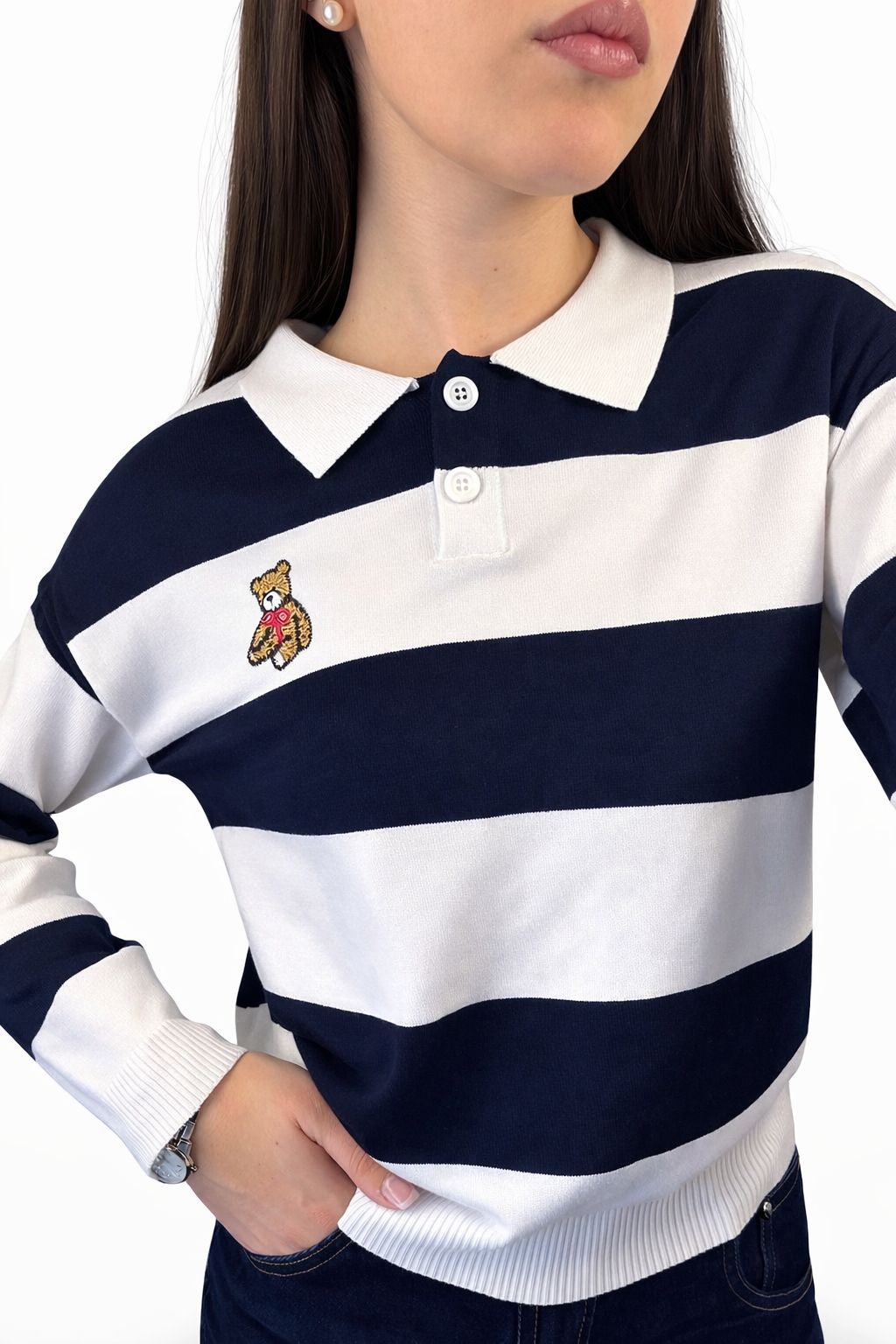 Polo maniche lunghe orsetto